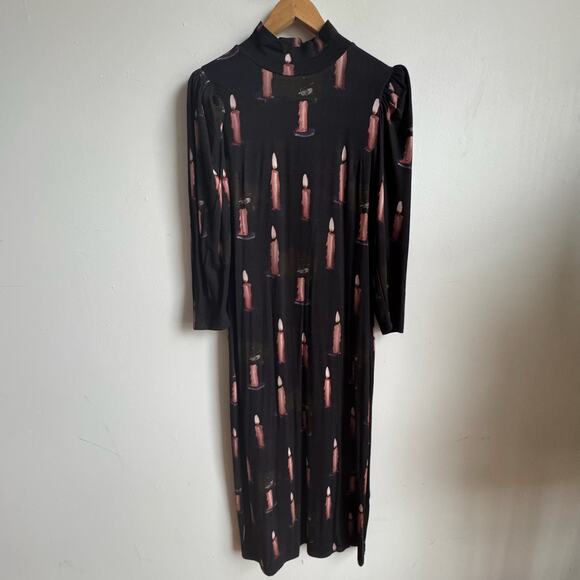 SAMANTHA PLEET DEMETER Candle Print Mock-neck Midi Dress - Picture 3 of 9